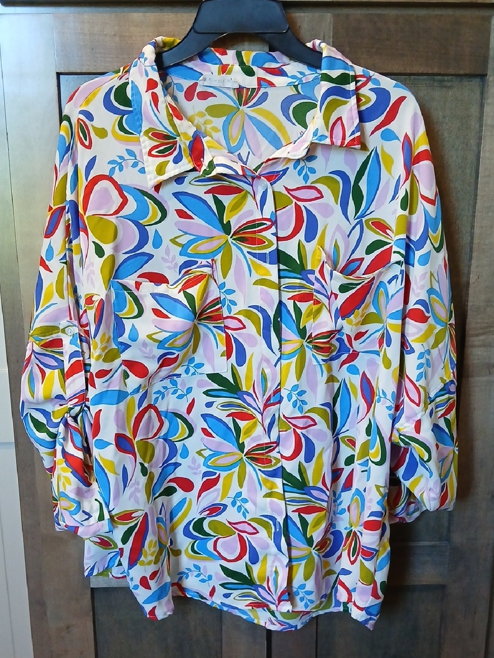 Bright Multicolor Floral Button-Up Blouse